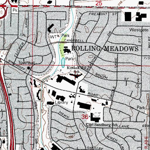 Topographic Map of Kimball Hill Elementary School, IL