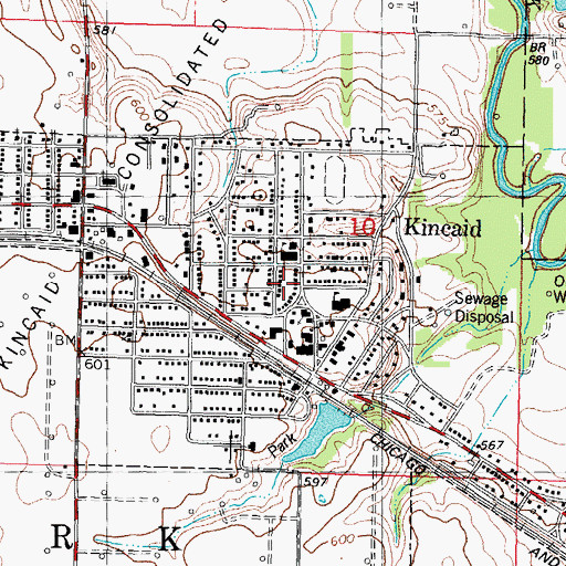 Topographic Map of Kincaid, IL