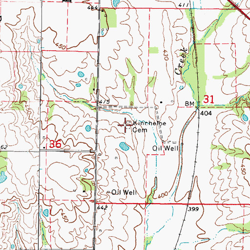 Topographic Map of Kincheloe Cemetery, IL