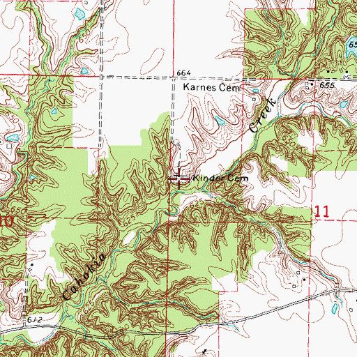 Topographic Map of Kinder Cemetery, IL