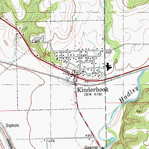 Topographic Map of Kinderhook, IL