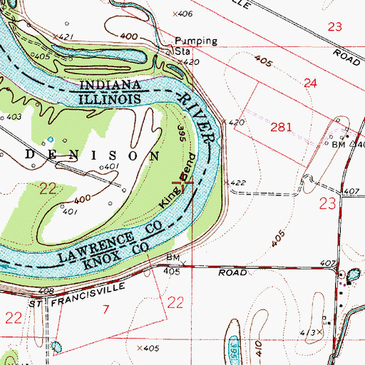 Topographic Map of King Bend, IL