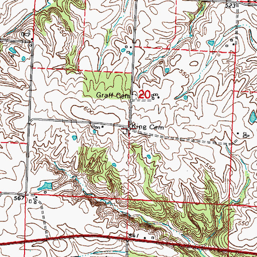 Topographic Map of King Cemetery, IL