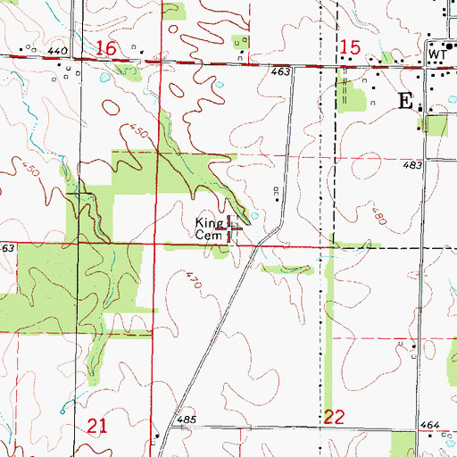 Topographic Map of King Cemetery, IL