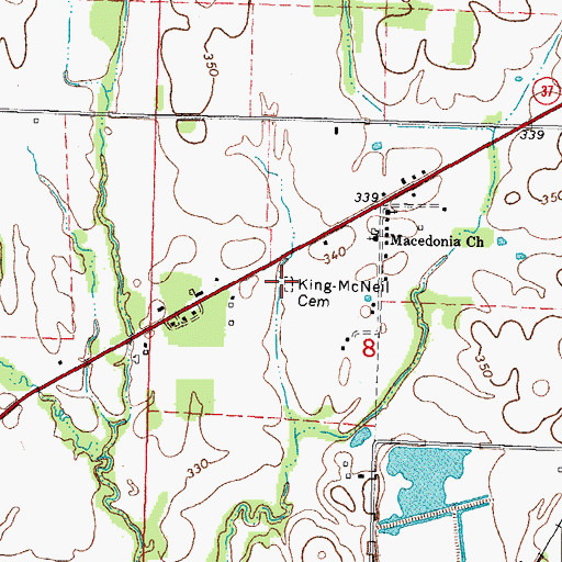Topographic Map of King-McNeil Cemetery, IL