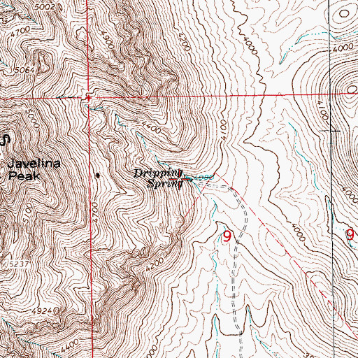 Topographic Map of Dripping Spring, AZ