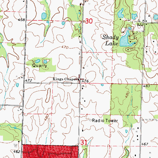 Topographic Map of Kings Chapel Church, IL