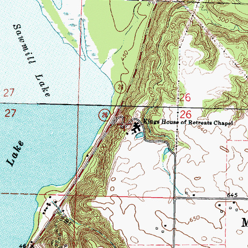 Topographic Map of Kings House of Retreats Chapel, IL