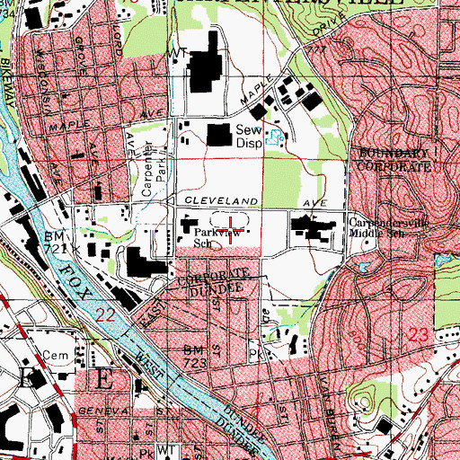 Topographic Map of Delacey Family Education Center, IL