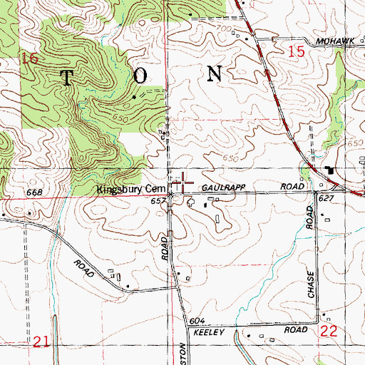 Topographic Map of Kingsbury Presbyterian Cemetery, IL