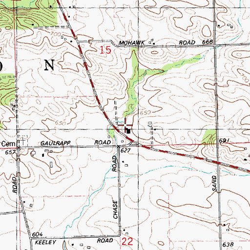 Topographic Map of Kingsbury School (historical), IL