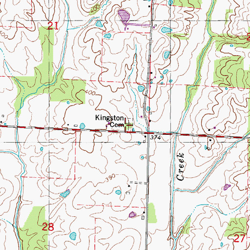 Topographic Map of Kingston Cemetery, IL