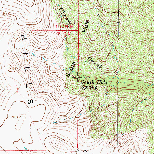 Topographic Map of South Hole Spring, AZ