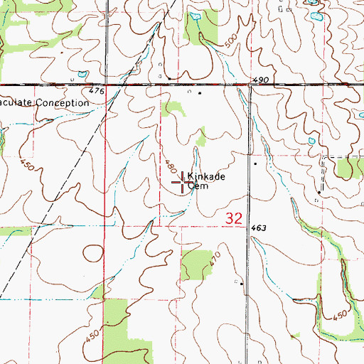 Topographic Map of Kinkade Cemetery, IL