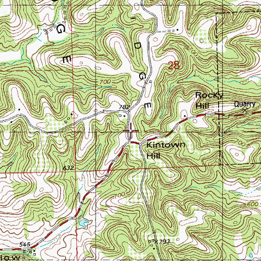 Topographic Map of Kintown Hill, IL
