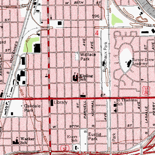 Topographic Map of Kipling School, IL