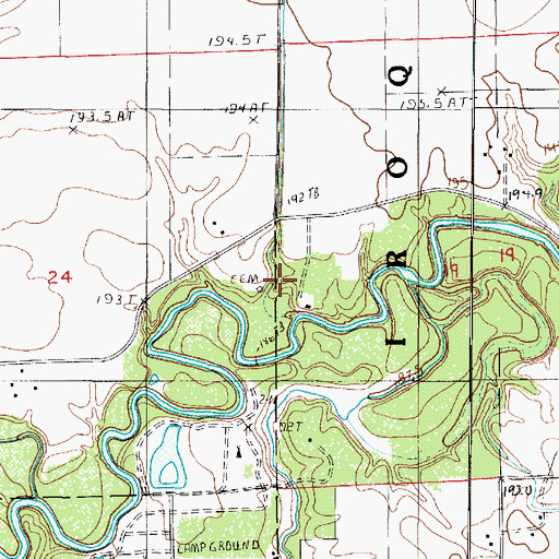 Topographic Map of Kirby Cemetery, IL