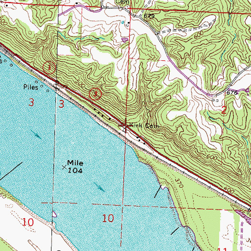 Topographic Map of Kirk Cemetery, IL