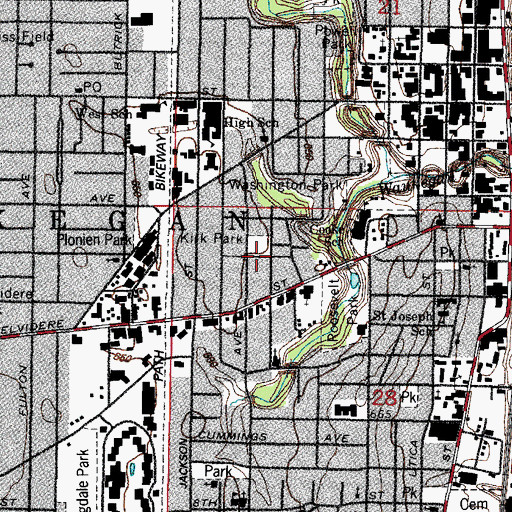 Topographic Map of Kirk Park, IL