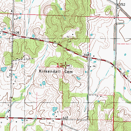 Topographic Map of Kirkendall Cemetery, IL