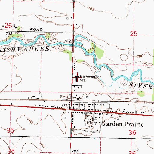 Topographic Map of Kishwaukee Elementary School, IL