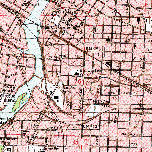 Topographic Map of Kishwaukee Elementary School, IL