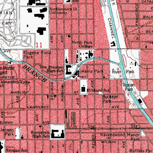 Topographic Map of Kiwanis Park, IL