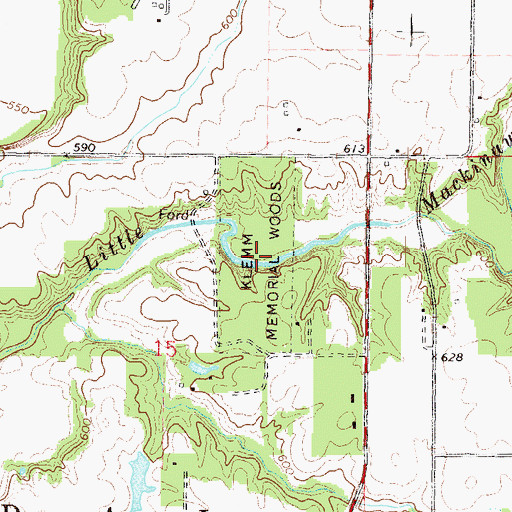 Topographic Map of Klemm Memorial Woods, IL