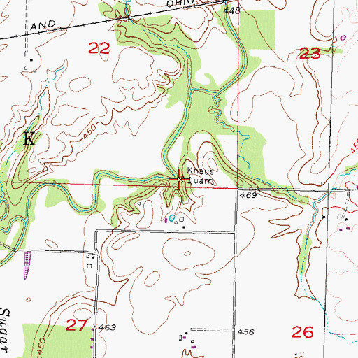 Topographic Map of Knaus Quarry, IL