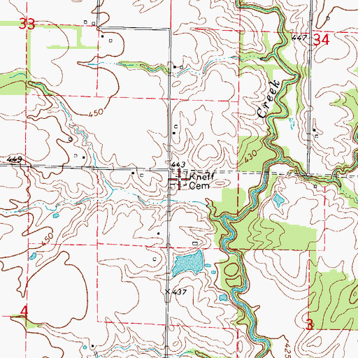 Topographic Map of Kneff Cemetery, IL
