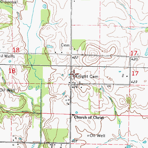 Topographic Map of Knight Cemetery, IL