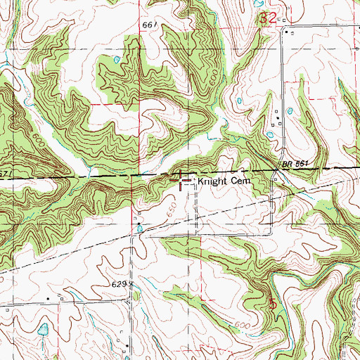 Topographic Map of Knight Cemetery, IL