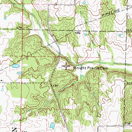 Topographic Map of Knights Prairie Cemetery, IL