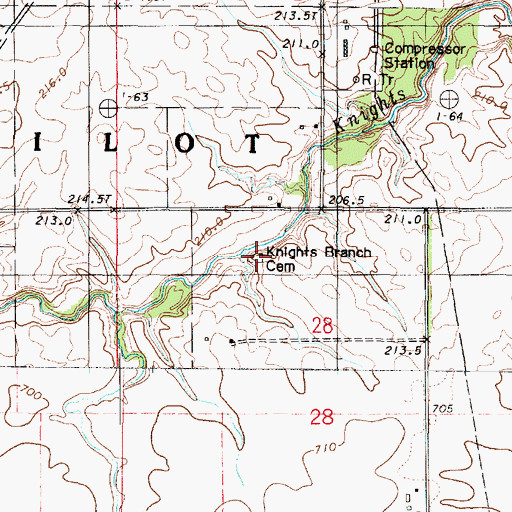 Topographic Map of Knight's Branch Cemetery, IL