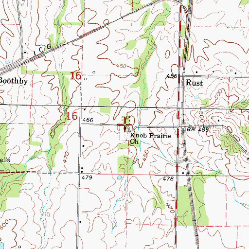 Topographic Map of Knob Prairie Church, IL