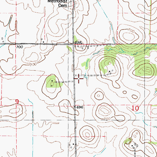 Topographic Map of Knobs School (historical), IL