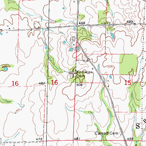 Topographic Map of Knowles Cemetery, IL