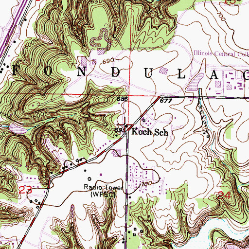 Topographic Map of Koch School, IL