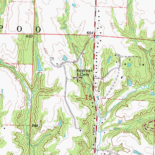 Topographic Map of Koerner Cemetery, IL