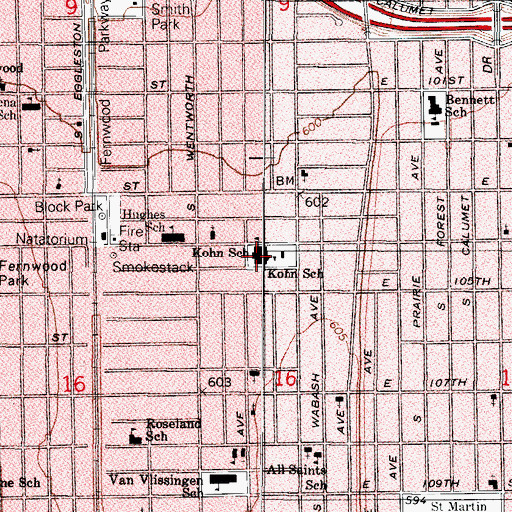 Topographic Map of Kohn School, IL