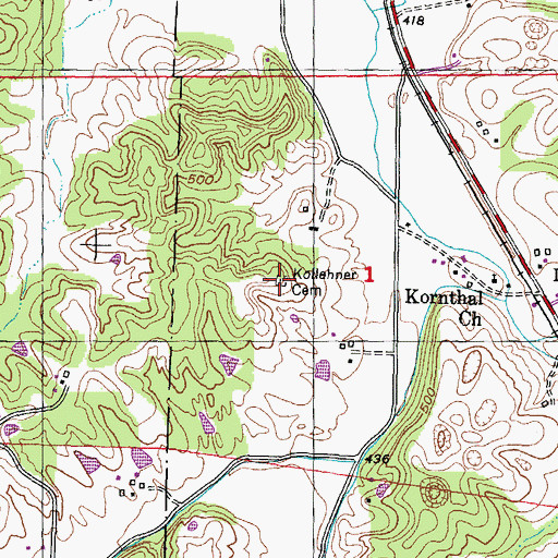 Topographic Map of Kollehner Cemetery, IL