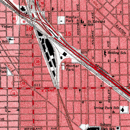 Topographic Map of Kolmar Park, IL