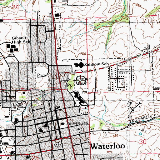 Topographic Map of Kolmer Cemetery, IL