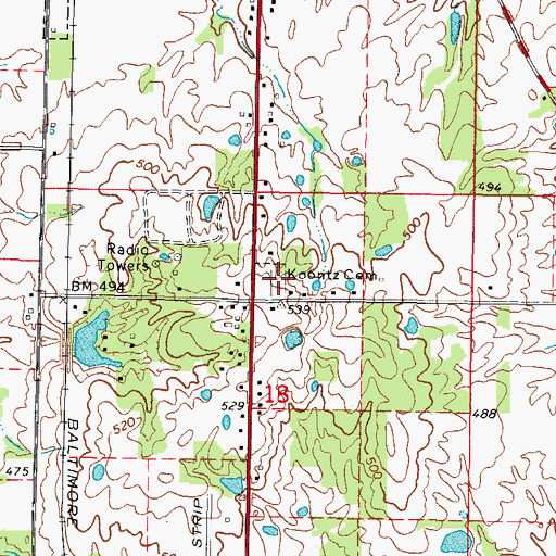 Topographic Map of Koontz Cemetery, IL