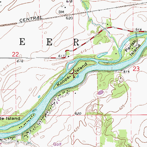 Topographic Map of Koops Island, IL
