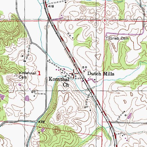 Topographic Map of Kornthal Church, IL
