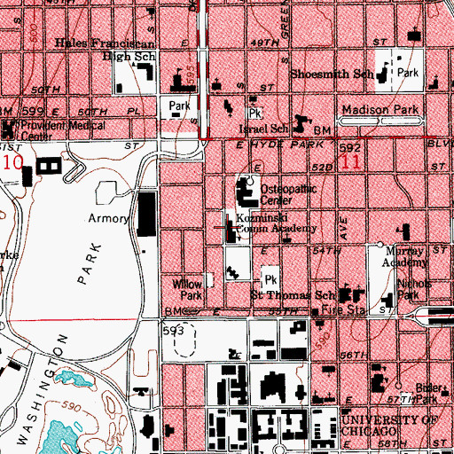 Topographic Map of Kozminski Community Academy, IL