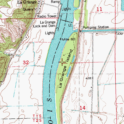 Topographic Map of La Grange Island, IL