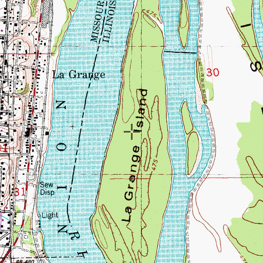 Topographic Map of La Grange Island, IL
