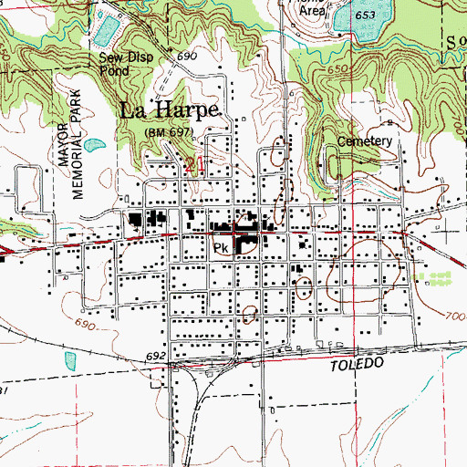 Topographic Map of La Harpe, IL